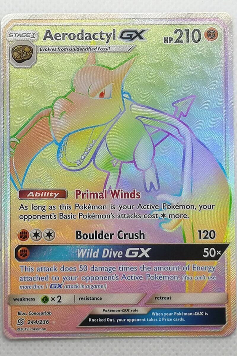 aerodactyl gx pokemon card 244/236 Hyper Rare The item may be similar but not exactly the same as the image (e.g pokemon SM - Unified Minds