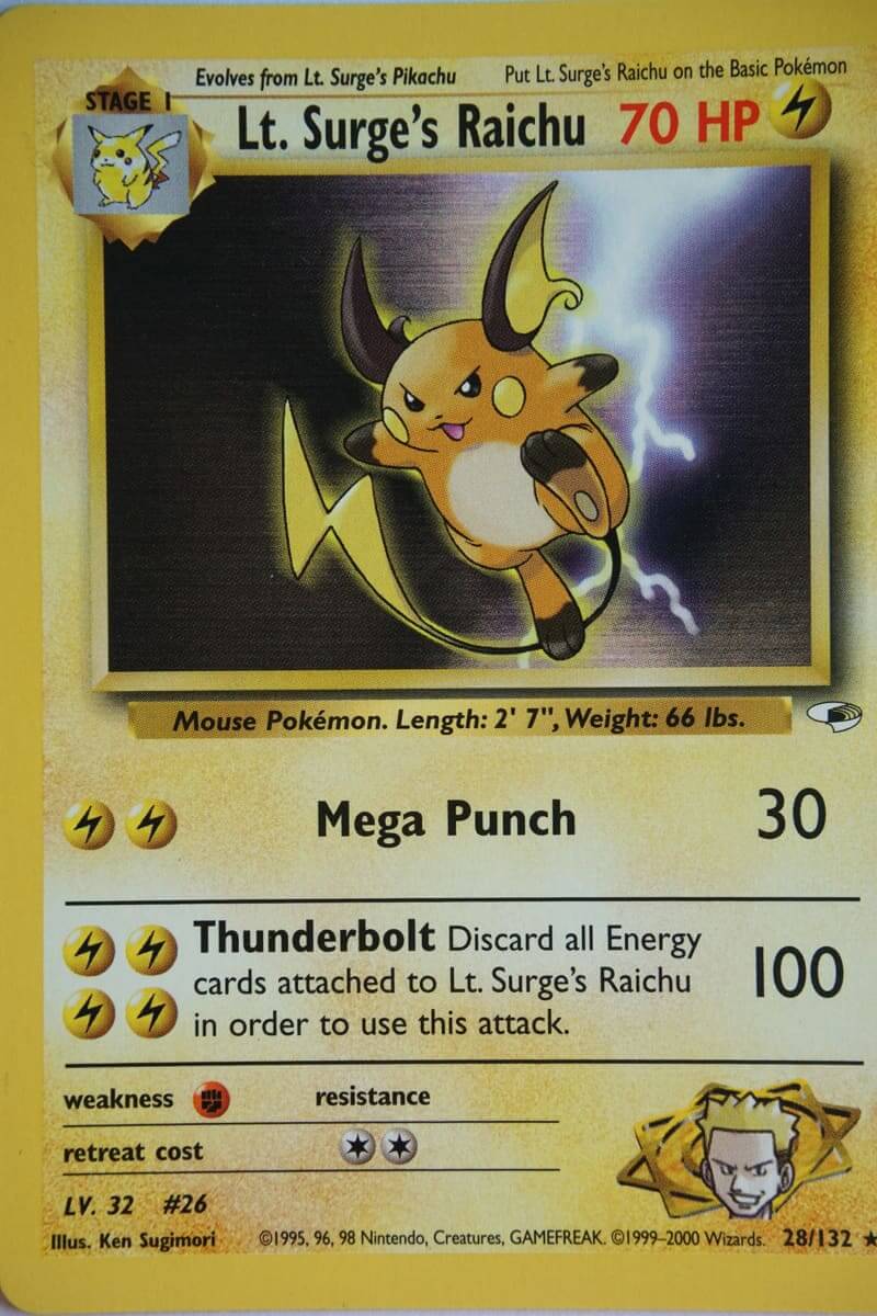 Lt. Surge's Raichu (28/132) [Gym Heroes Unlimited] main image 0