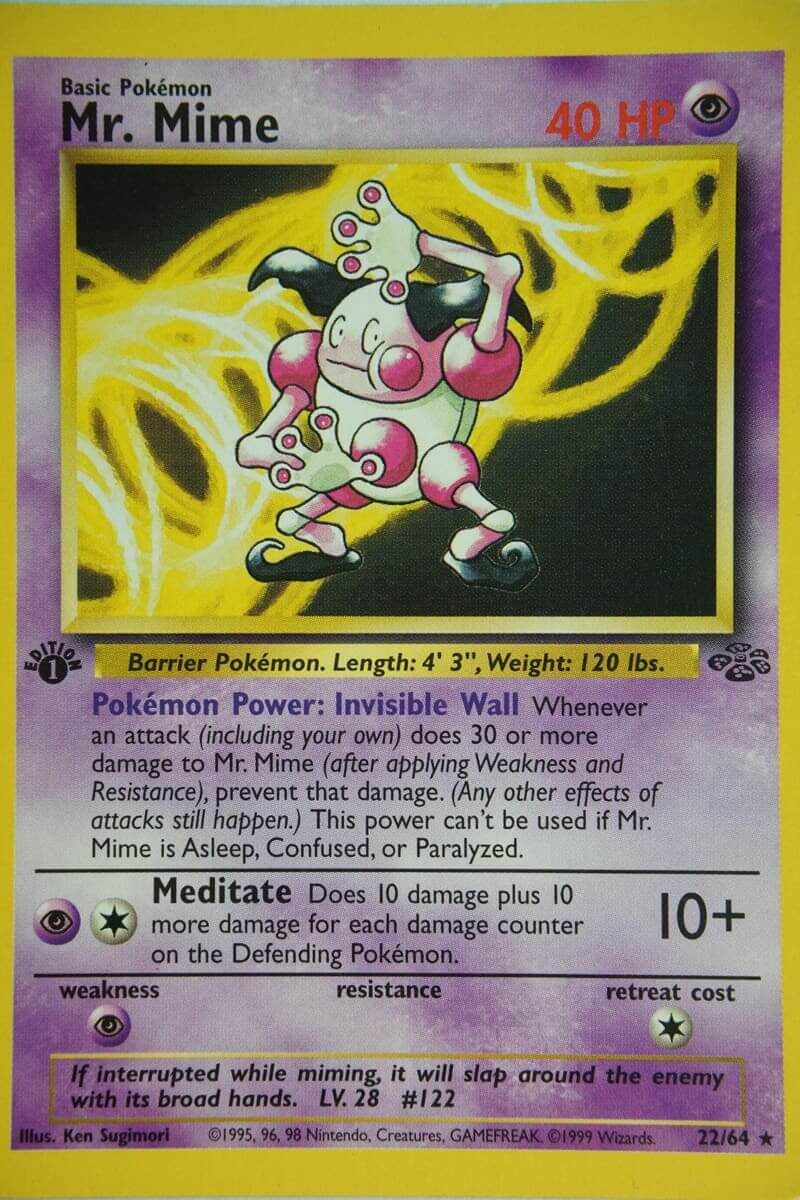 Mr. Mime 22/64 - Rare 1st Edition