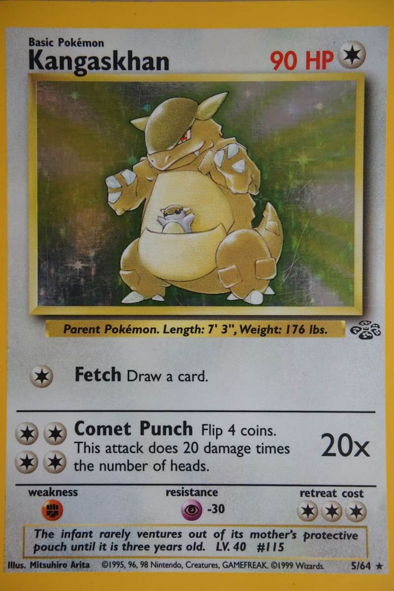 kangaskhan pokemon card value 5 64 5/64 Holo Unlimited 30 / 3 Artist Pokemon Card Kangaskhan 5/64 Jungle
