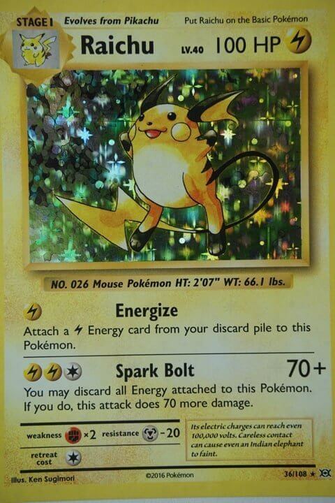 2016 raichu pokemon card value 36/108 Holo Rare Stock image Raichu - Supreme Victors -