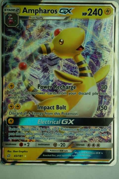 ampharos gx pokemon card Ampharos GX 43/181 Holo Ultra Rare Pokemon Card Near Mint