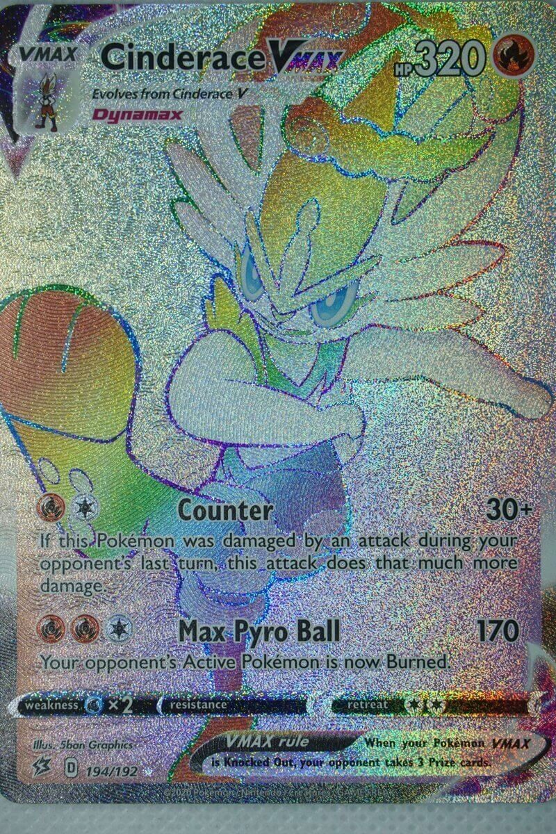 cinderace vmax pokemon card price V & 045/264 - Fusion Strike Fire Fire Cinderace Vmax 194/192 Secret