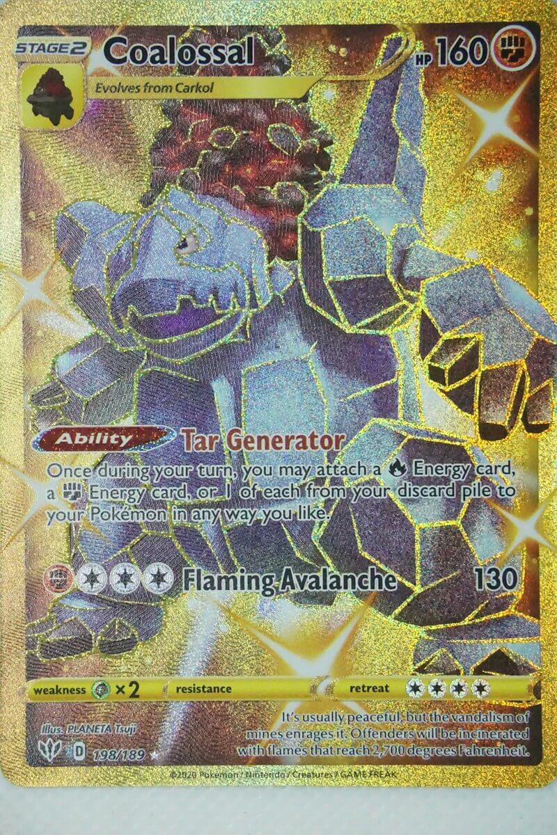 pokemon coalossal gold card {097/193}Coalossal (Energy Mirror) Shield Darkness Ablaze Full Art Secret Rare #198 PSA Authenticated 10 Card Pokmon Coalossal Gold Secret Rare