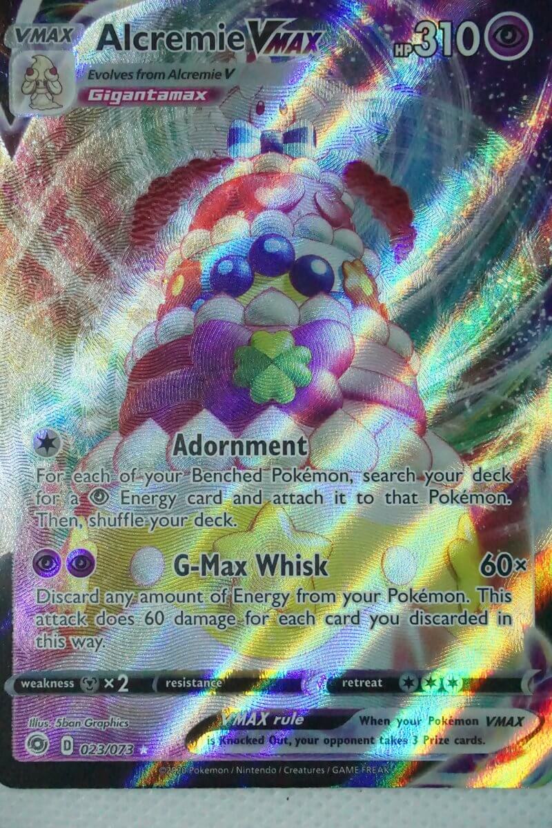 alcremie vmax pokemon card 073/072 Shining Fates -Full Art Rainbow cementing its place as a must Pokemon Alcremie VMAX (Secret) -