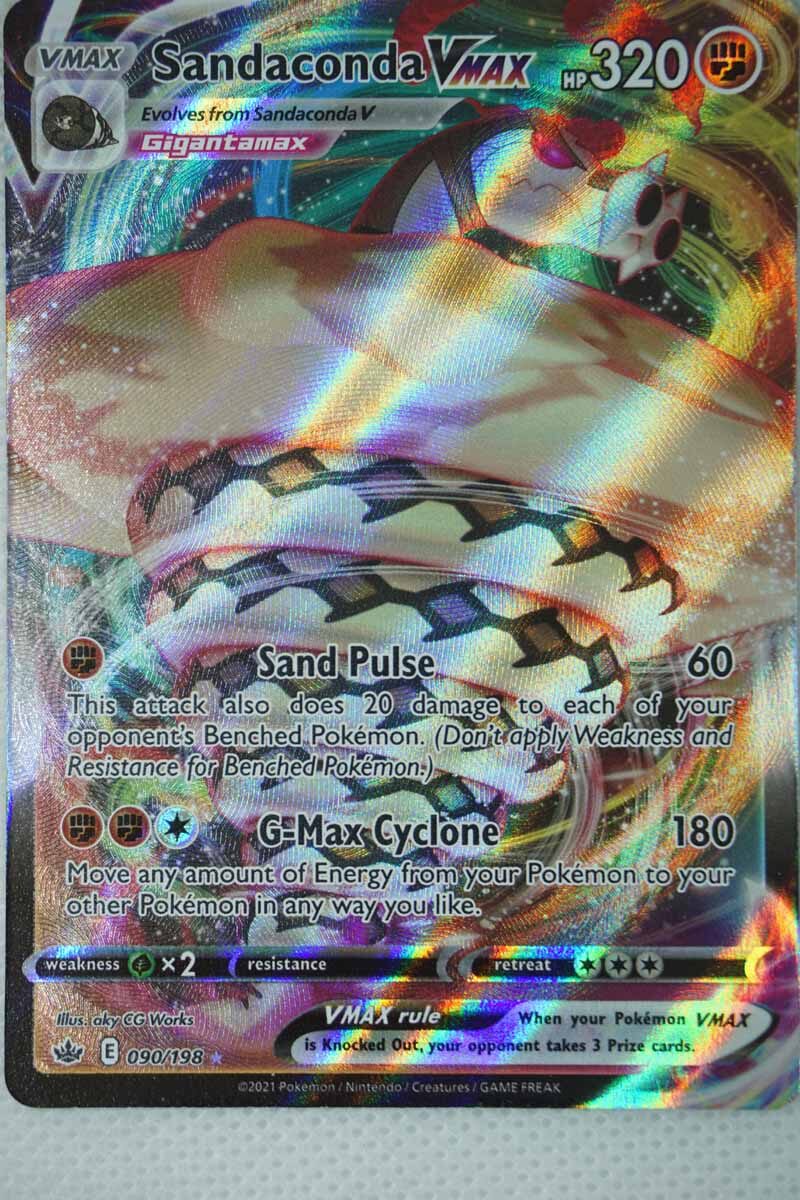 sandaconda vmax pokemon card value 090/198 Chilling Reign Holo Rare Near Min Fighting / 320 / VMAX Attack 1 Sandaconda VMAX Pokemon Cards Price
