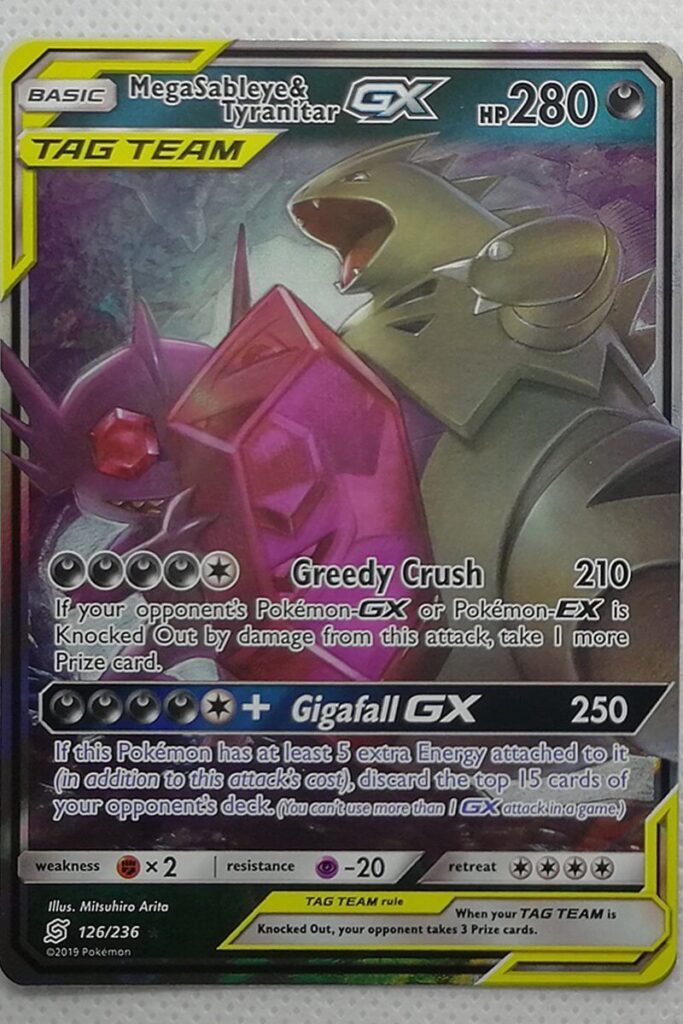 Mega Sableye & Tyranitar GX – Chinese Pokémon Card, Sun & Moon CSM2cC 045/150, Holo Full Art