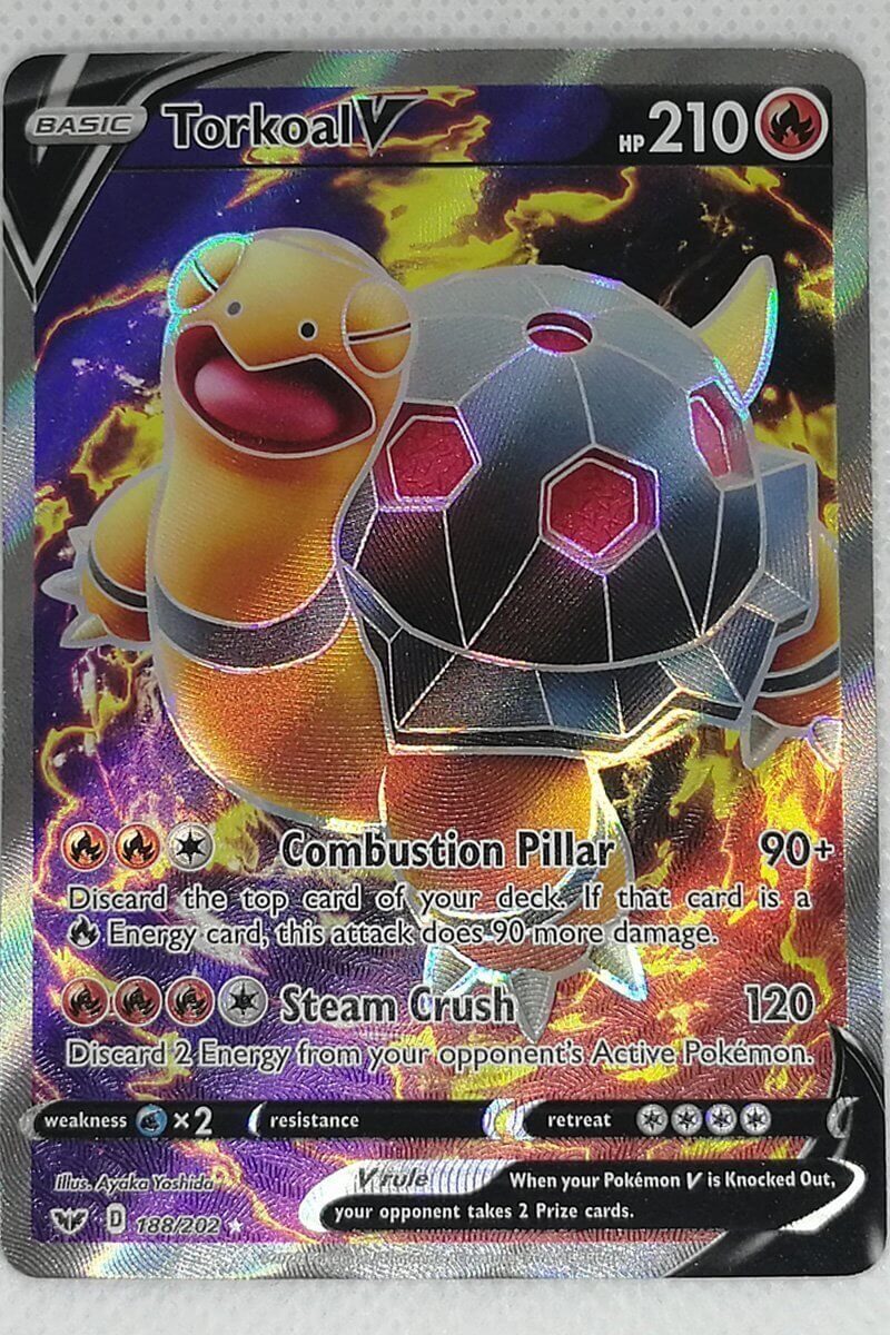 torkoal v pokemon card  188/202  Sword & Shield  Full Art  Ultra Rare  Holo The item available is listed in the Title Pokemon Cards: Sword & Shield