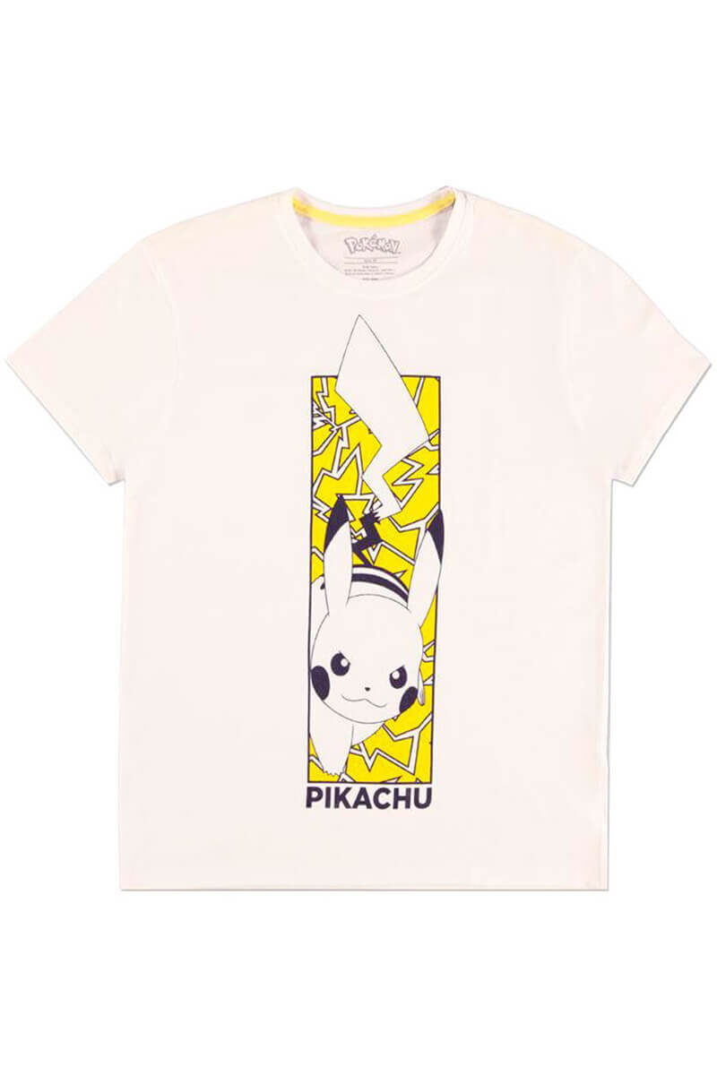 Hvid Pikachu i angreb T Shirt Small