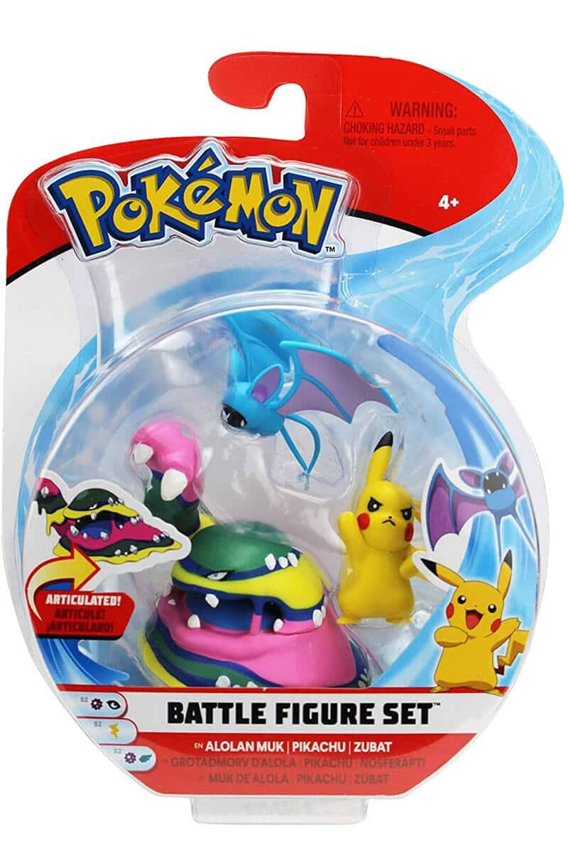 Alolan Muk, Pikachu & Zubat Figurer Pocket Monster