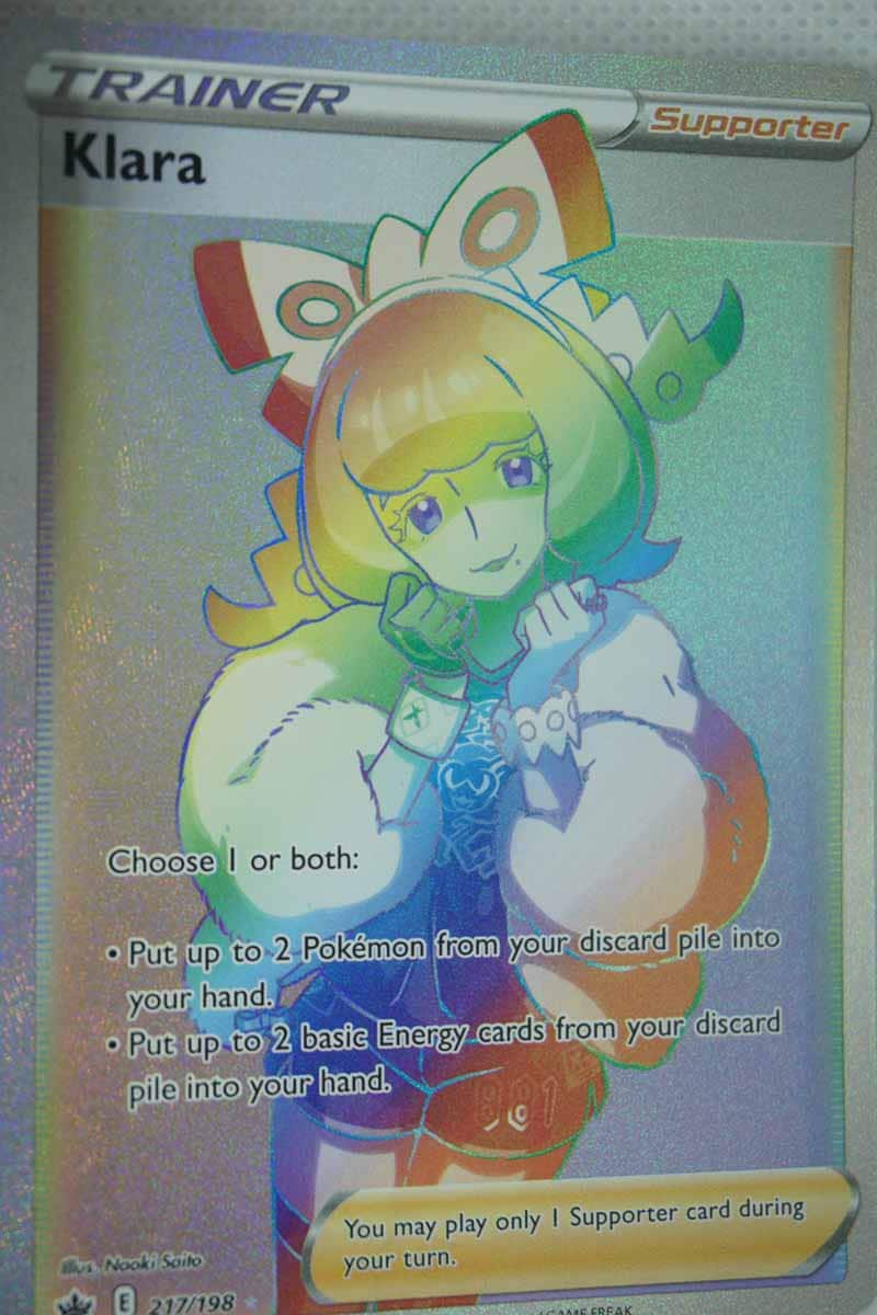 pokemon klara trainer card 2021 Pokemon Klara 194/198Full Art Chilling Reign