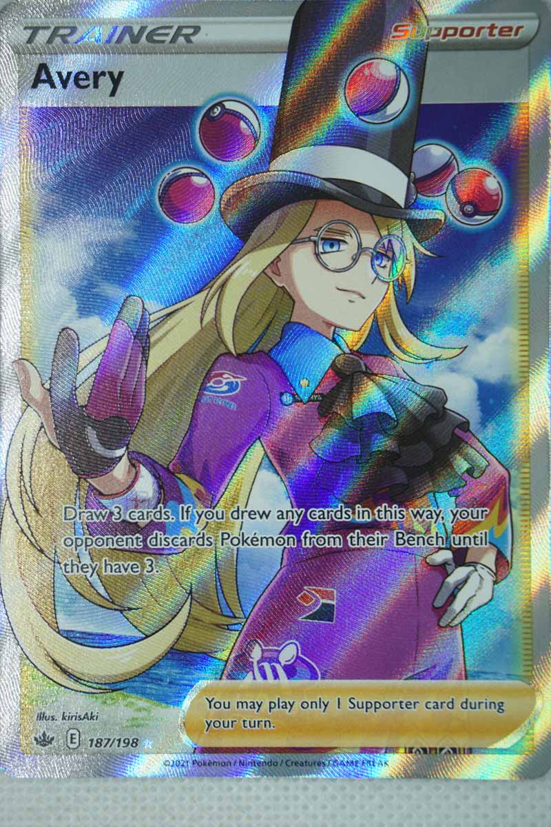 avery pokemon card value - 187/198 - Full Art Ultra Rare - Sword & Shield Chilling Reign Avery (Secret) Avery SR Full Art Trainer