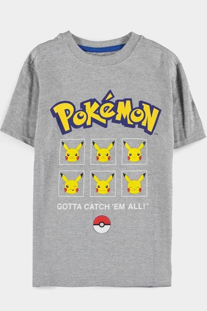 T Shirt med Pikachu Ansigter i Børnestørrelser