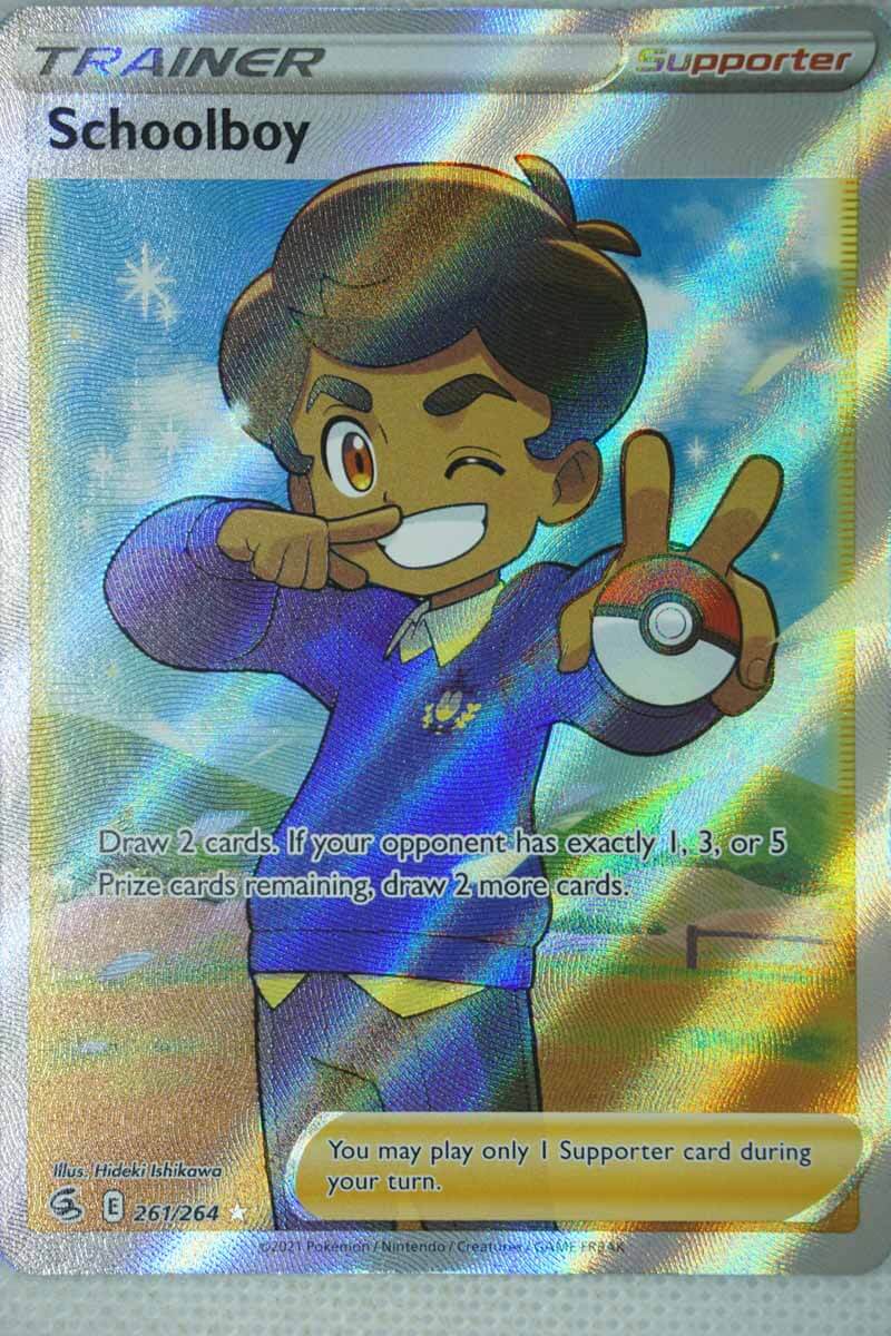schoolboy pokemon card value 261/264 Full Art Draw 2 cards Pokemon Fusion Strike Schoolboy #276