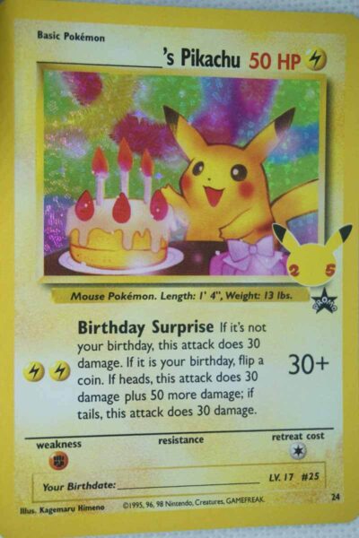 Birthday Pikachu 24 Holo Promo Classic Collection