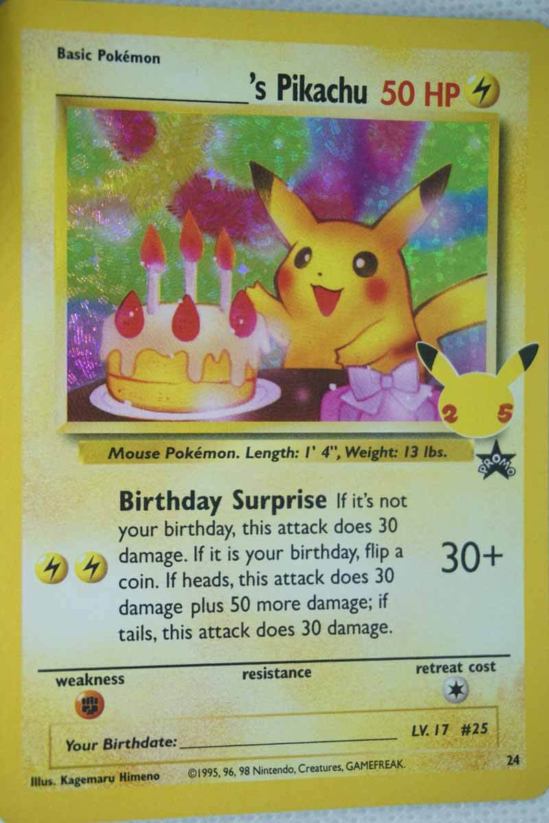 Birthday Pikachu 24 Holo Promo Classic Collection