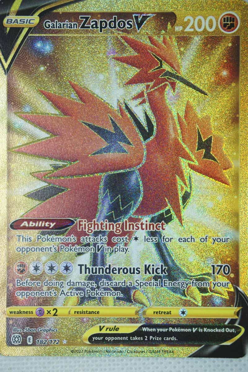 Galarian Zapdos V 182/172 Secret Rare - Enkeltkort fra Brilliant Stars