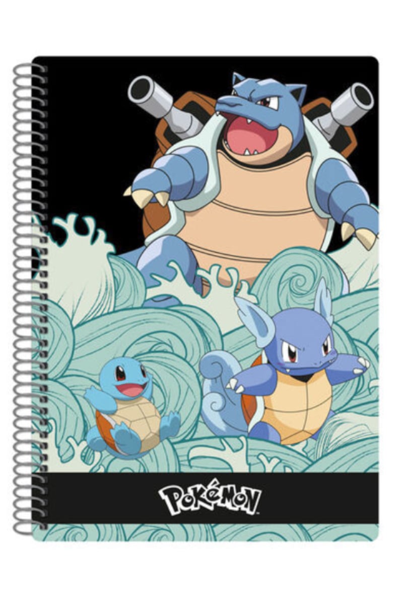 Notesblok spiralryg med Blastoise, Wartortle og Squirtle