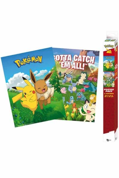 2 Pokemon Plakater med Eevee Pikachu og Populære Pokemon