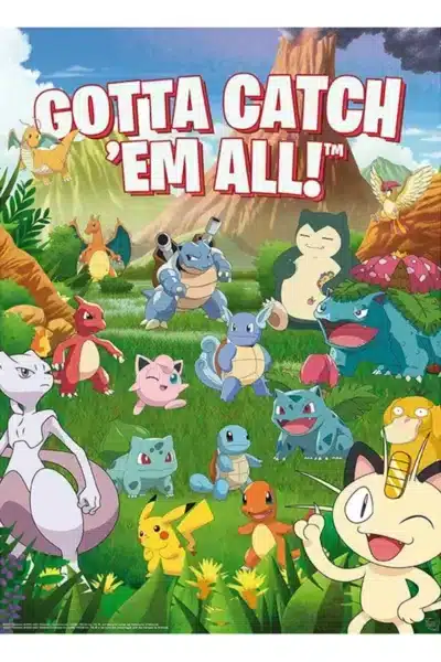 2 Pokemon Plakater med Eevee Pikachu og Populære Pokemon
