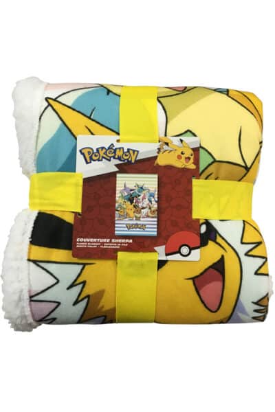 Pokemon Fleece Tæppe med Pikachu, Eevee og udviklinger