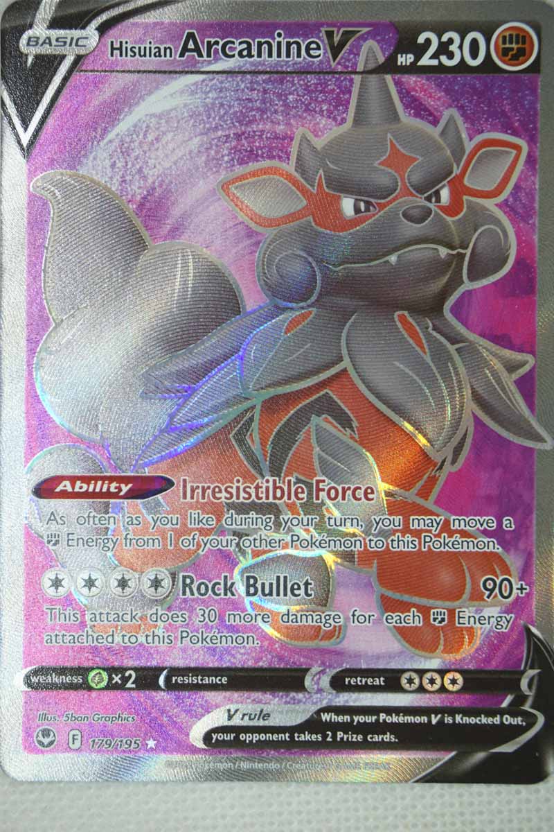 pokemon tcg silver tempest 090 195 hisuian arcanine v card Hisuian Arcanine V (090/195) [Sword & Shield: Silver Tempest] Damaged Holofoil