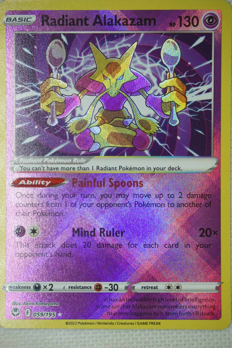 Pokemon TCG: Radiant Alakazam 059/195 - Holo Rare Card From Sword & Shield: Silver Tempest Pokemon TCG: Radiant Alakazam 059/195 - Holo Rare Card From Sword & Shield: Silver Tempest