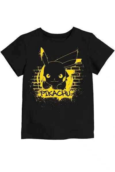 Sort Pikachu T Shirt til Børn