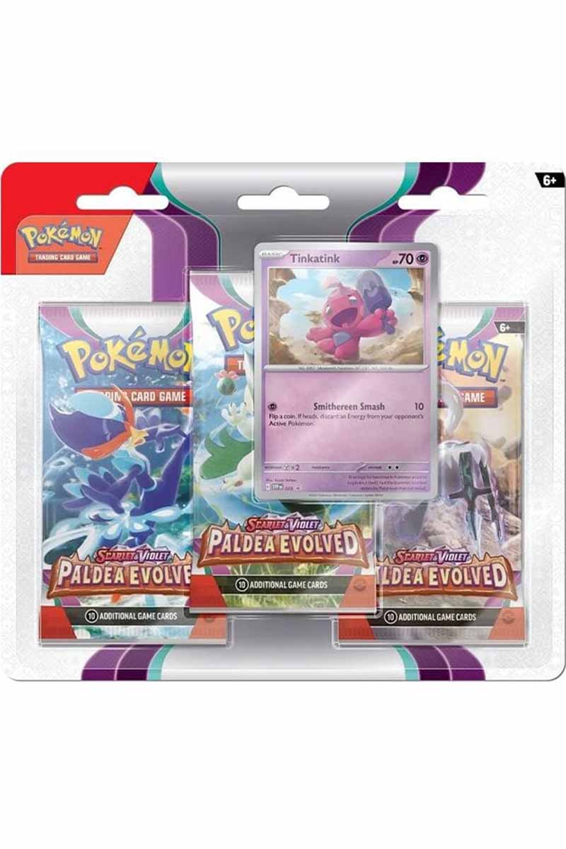 Paldea Evolved Blisterpakke med Tinkatink og 3 Boosterpakker