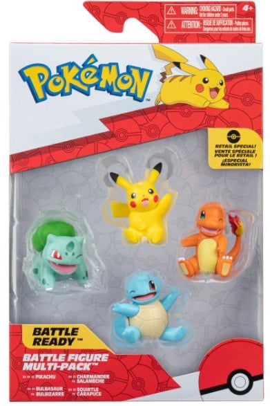 Charmander, Squirtle, Bulbasaur og Pikachu Figurer