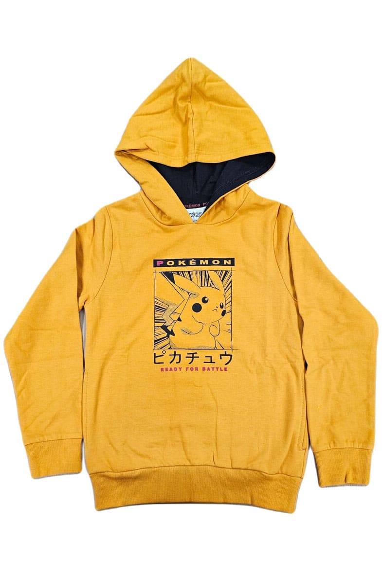 Gul Pikachu Hættetrøje med japanske Tegn
