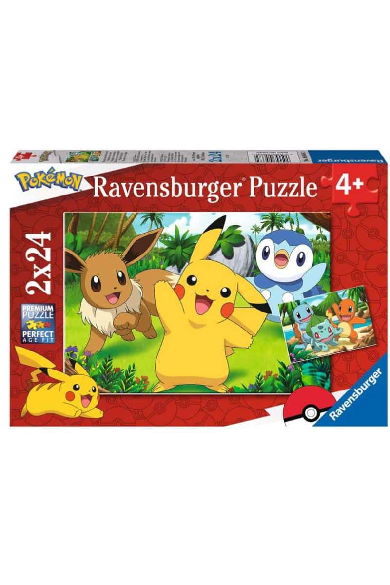 To Pokemon Puslespil med 24 Brikker