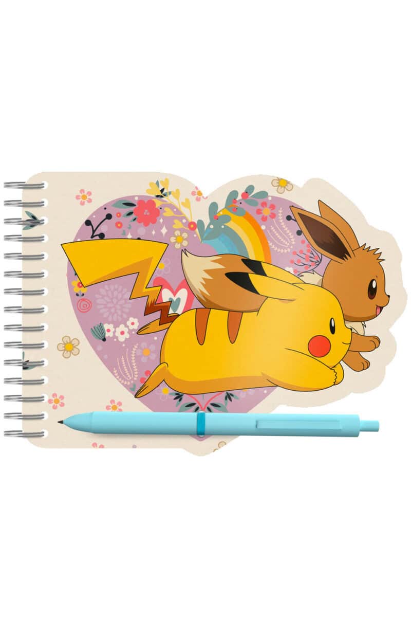Notesbog med Pikachu og Eevee + Kuglepen