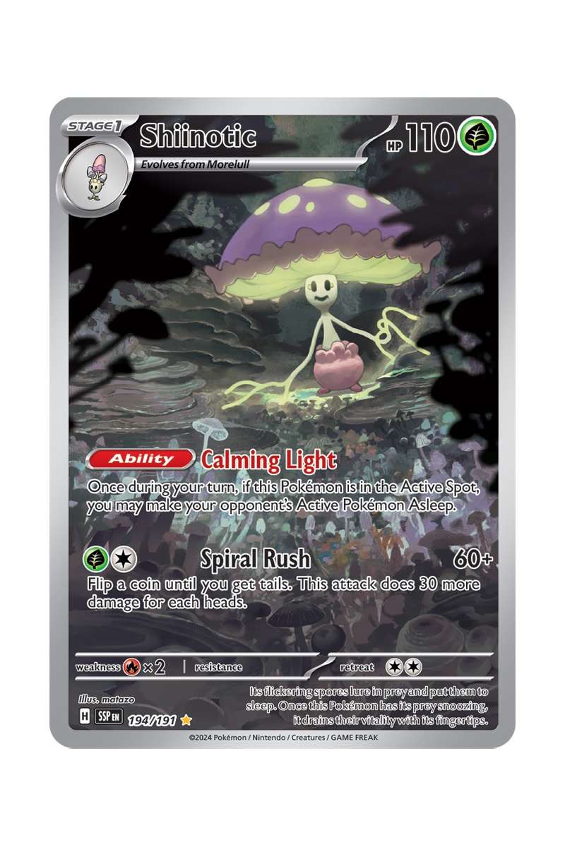 shiinotic pokemon card Shiinotic #194 Pokemon Card (Surging Sparks) main image 0