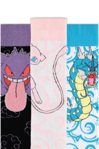 3 par Pokemon Strømper med Mew Gengar og Gyarados