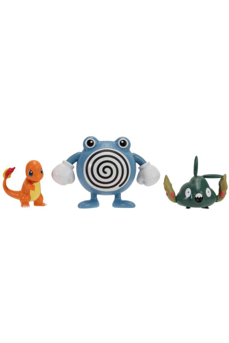 Poliwhirl Trubbish og Charmander Figurer