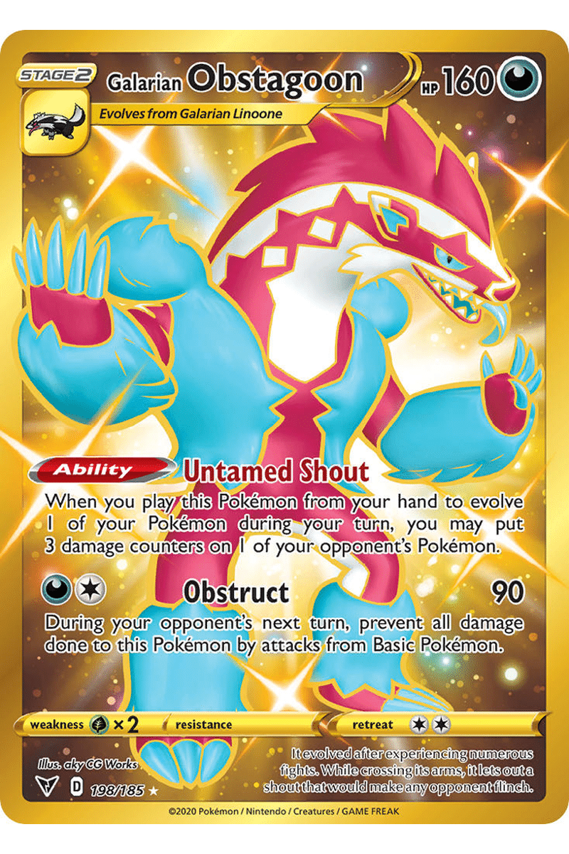 Galarian Obstagoon 198/185 Guld Full Art