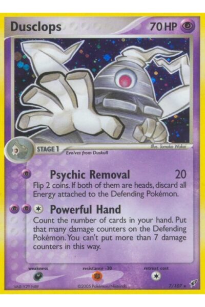 Dusclops, Rare Holo-kort nummer 7/107 fra Deoxys-sættet, illustreret af Tomoko Wakai
