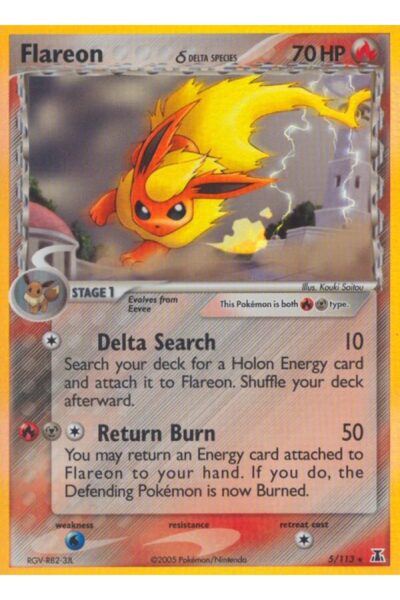 Flareon δ, Rare Holo-kort nummer 5/113 fra Pokémon TCG-sættet Delta Species