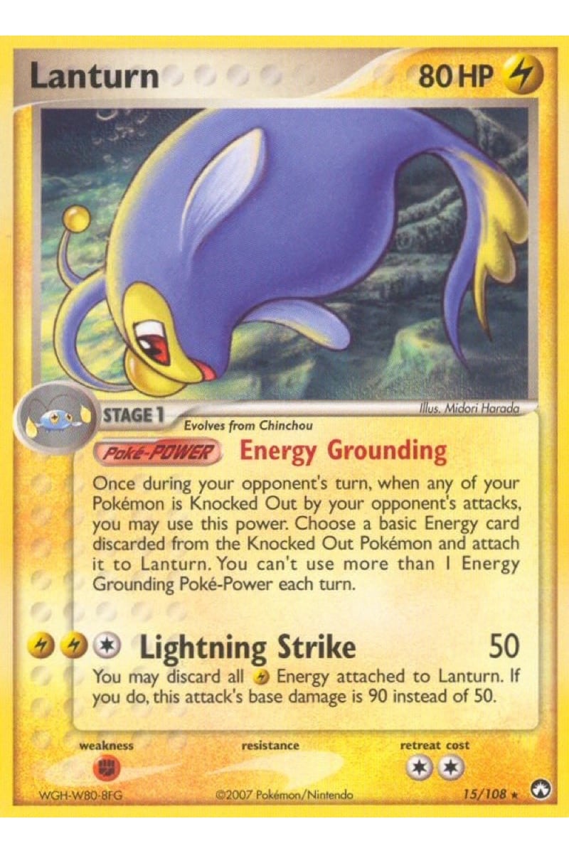 Lanturn, Lightning-type Pokémon-kort fra Power Keepers, nummer 15/108