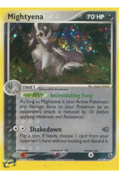 Mightyena 10/109 Rare Holo kort fra Pokémon TCG-sættet Ruby & Sapphire
