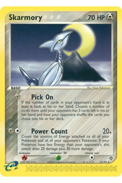 Skarmory Pokémon-kort, nummer 21/97, Rare fra sættet EX Dragon