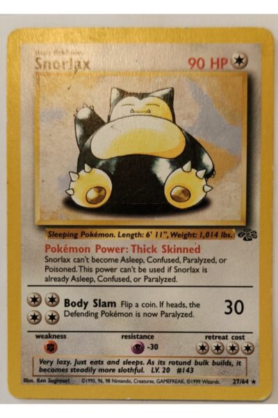 Snorlax 64/110 Pokémon-kort fra Legendary Collection, illustreret af Ken Sugimori