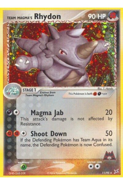 Team Magma's Rhydon, nummer 11/95, Rare Holo fra sættet Team Magma vs Team Aqua
