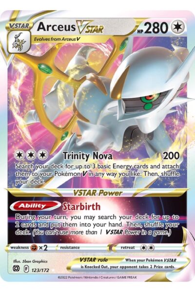 Arceus VSTAR 123/172 fra Brilliant Stars, Rare Holo VSTAR illustreret af 5ban Graphics