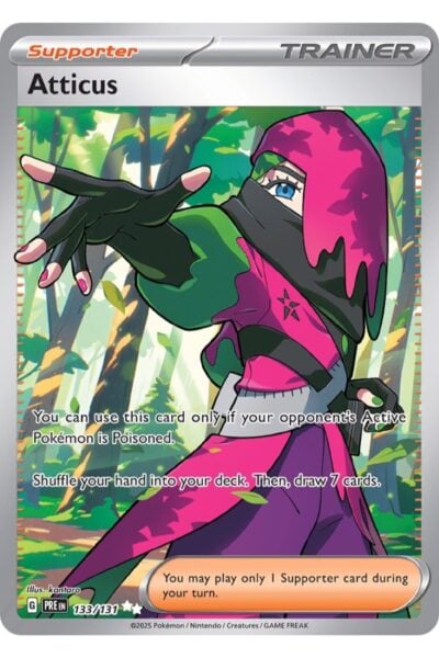 Atticus 133/131 Ultra Rare supporter-kort fra Prismatic Evolutions