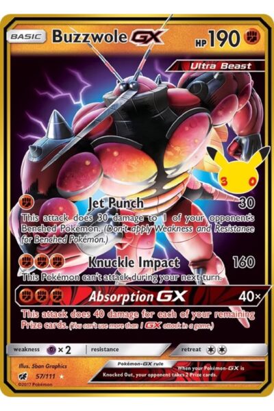 Buzzwole-GX, nummer 57, Rare Holo GX fra 30th Celebration: Classic Collection