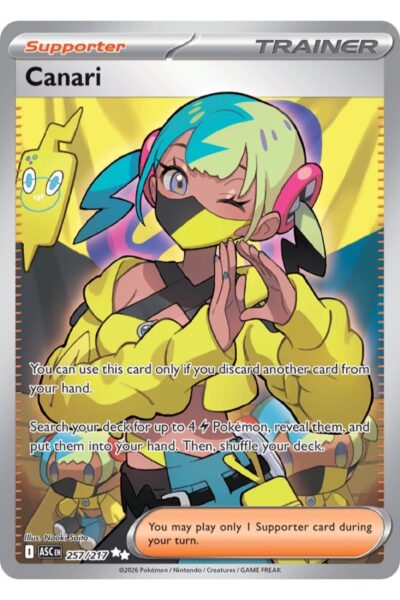 Canari, Ultra Rare Supporter-kort nummer 257/217 fra Ascended Heroes