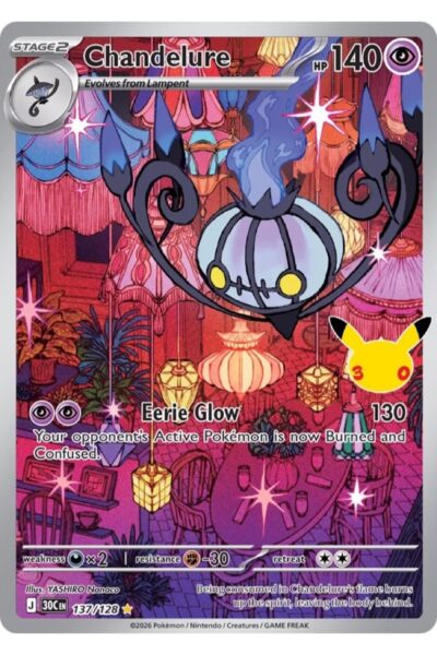 Chandelure 137/128 Illustration Rare fra 30th Celebration, illustreret af YASHIRO Nanaco