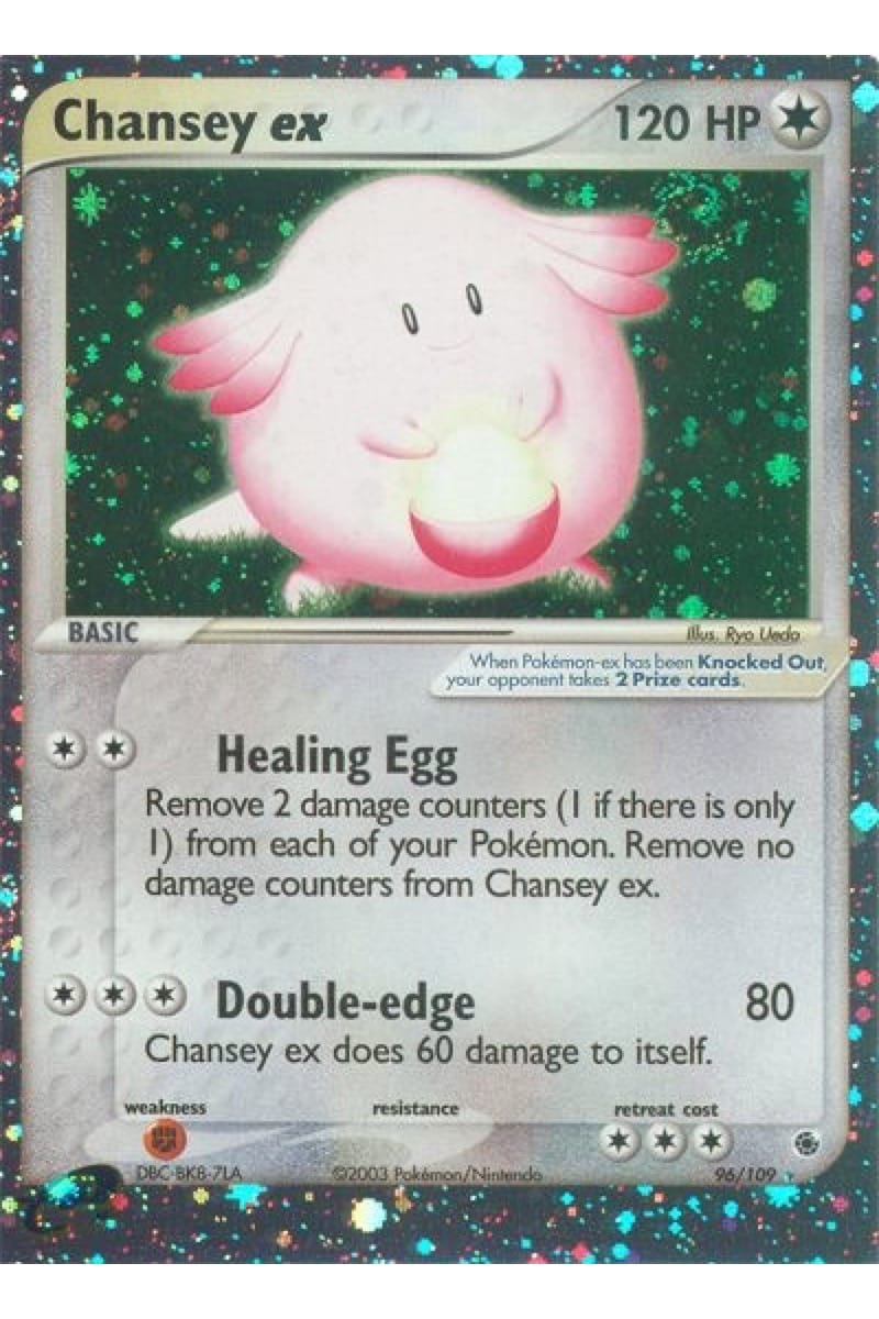 Chansey ex 96/109 Rare Holo EX fra Pokémon TCG-sættet Ruby & Sapphire